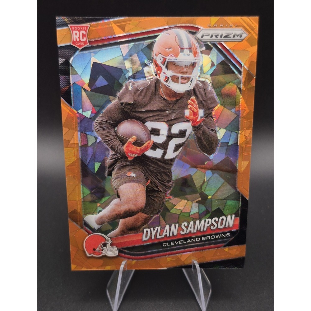 2025 Panini Prizm‎ Dylan Sampson #365 Rookie Orange Cracked Ice (RC) Browns